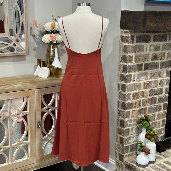THAKOON Women’s Spaghetti Straps Midi Slip-dress in the Size 6 in Rust Color - Picture 12 of 16